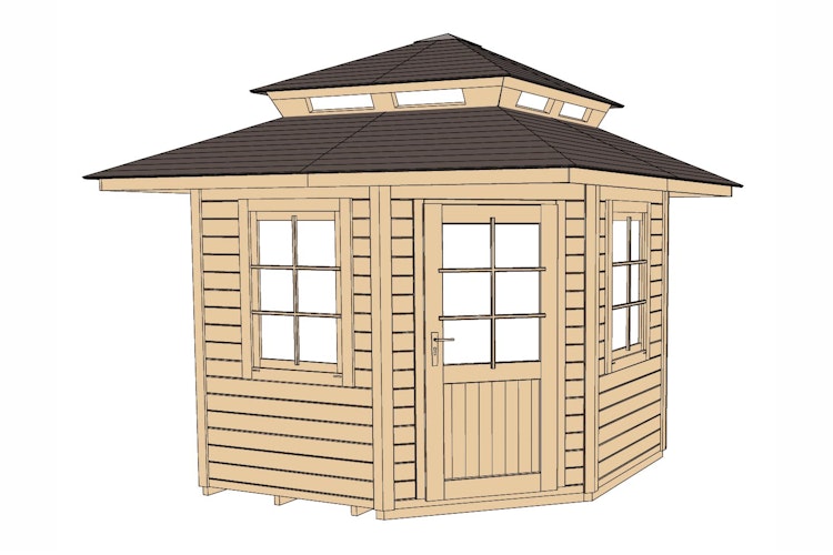 Weka Blockbohlen Saunahaus Kurikka inkl. Elementsauna 28/68 mm