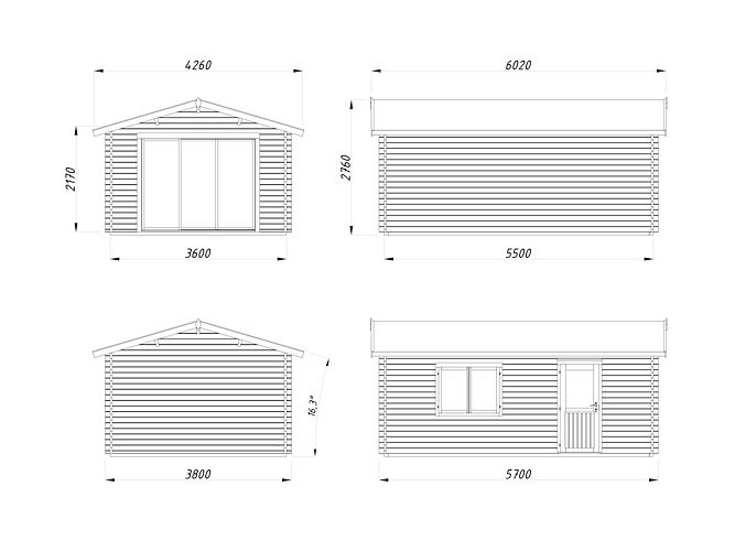 Palmako Gartenhaus Irene 19,0 m² - 44 mm Slide