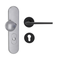 Griffwerk TITANO Kombi SB_882 ES1 (S2) -Edelstahl matt Kombi-Schutzbeschlag -Knopf/Drücker -mit Griff REMOTE -GSC -rund -R -ZA, 72mm -TS 38-50