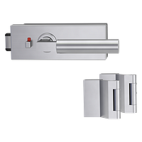 Griffwerk PURISTO S -Edelstahl matt Ganzglastürbeschlagset -3-teiliger Bandsatz -mit Griff METRICO PROF -EM -smart2lock
