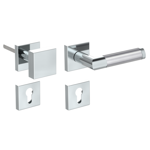 Griffwerk CHRISTINA QUATTRO Klipptechnik -Edelstahl poliert/matt  Rosettengarnitur eckig -Klippt. -Knopf Square -WR -TS 40-45mm