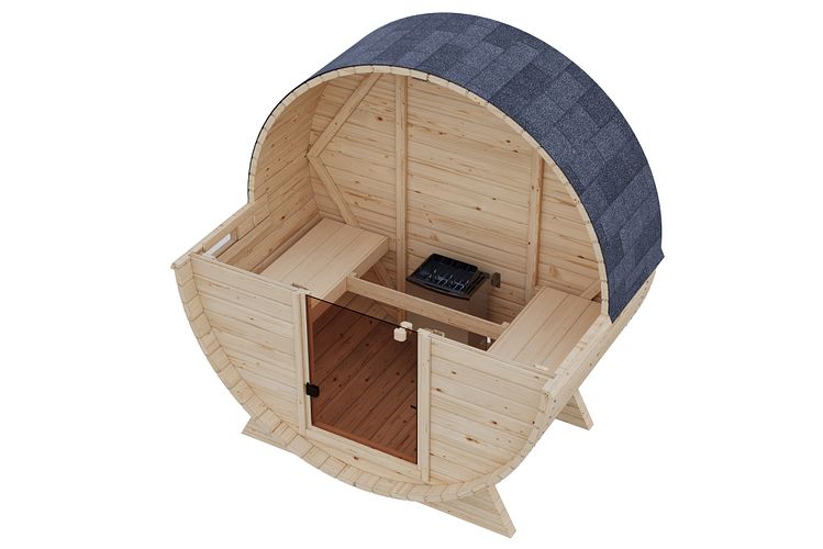 Karibu Fasssauna Spitzbergen - 38 mm Aktionssauna 230 Volt Plug & Play
