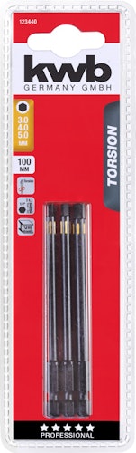 kwb 3 Bits 100mm Hex Set Tors. SB 123440