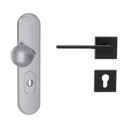 Vorschaubild Griffwerk TITANO Kombi SB_882 ES1 (S2) -Edelstahl matt Kombi-Schutzbeschlag -Knopf/Drücker -mit Griff DESM LEAF LIGHT -GSC -eckig -L -ZA, 72mm -TS 38-50