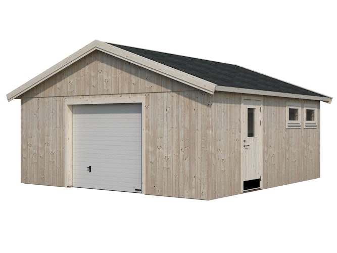 Palmako Nordic+ Gartenhaus/Garage Andre mit Sektionaltor - 28,5 m² - 160 mm