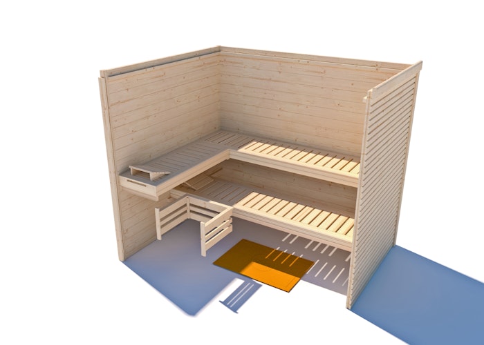 Weka Premium Massivholzsauna Cubilis 3 Familiensauna mit Glastür+Fenster ohne Montageservice - 45 mm