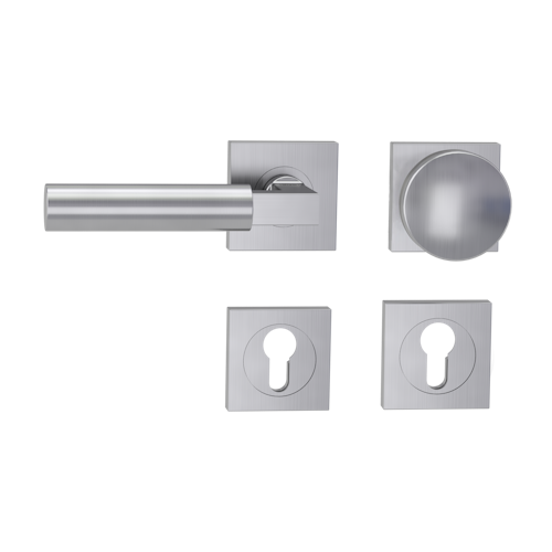 Griffwerk METRICO PROFESSIONAL Schraubtechnik GK4 -Edelstahl matt  Rosettengarnitur eckig -Schraubt.  -Wechselgarnitur links