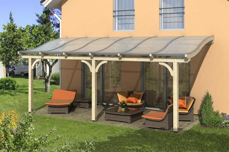 Skan Holz Terrassenüberdachung Venezia mit Mittelpfosten Breite 648 cm