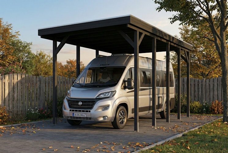 Skan Holz Friesland - Flachdach Caravan-Carport aus Nadelholz Breite 402 cm