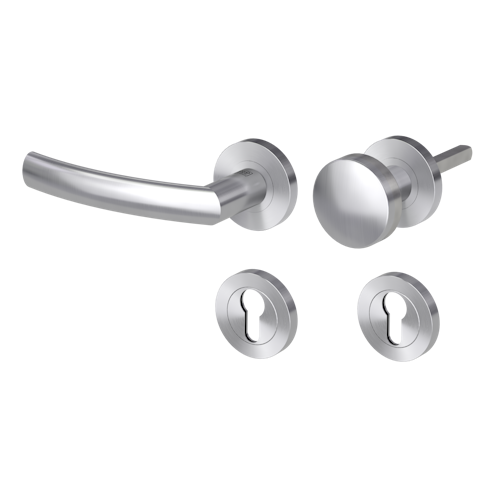 Griffwerk LORITA PROFESSIONAL Schraubtechnik GK4 -Edelstahl matt  Rosettengarnitur -Schraubt. -Knopf R2 -WL -TS 40-45mm