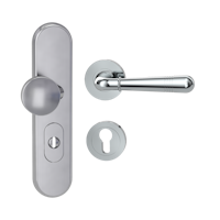 Griffwerk Kombi-Schutzbeschlag TITANO SB_882 mit Griff FABIA 72mm Zylinderabdeckung Tür 38-50mm R FABIA Chrom