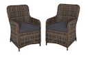 Vorschaubild Garden Pleasure Gartenmöbel Set BORDEAUX I, Tisch 200 x 100 + 4 Sessel, Polyrattan Nelkenbraun / Glasplatte / Kissen 100 % Polyester Dunkelgrau