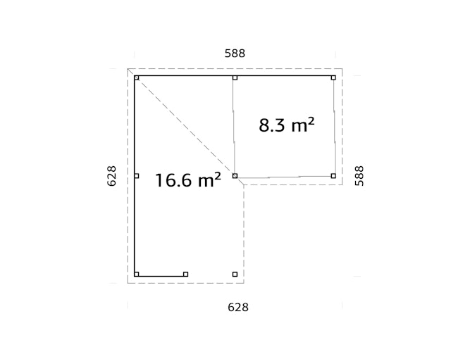 Palmako Gartenhaus Connect Lenna 24,9 m² Set 710 Slide Plus mit Isolierglas-Schiebetüren - 28 mm
