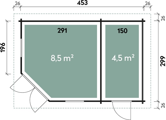 Wolff Finnhaus Gartenhaus Anna 40-A/2-Raum