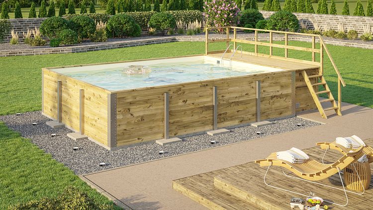 Weka Massivholzpool 595 Gr. 2 - 45 mm - 636 x 400 cm