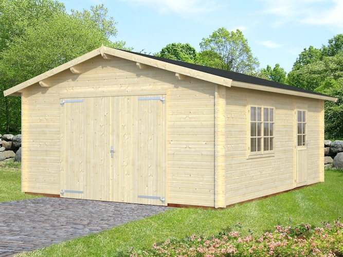 Palmako Garage Roger 23,9 m² - 44 mm - mit Holztor