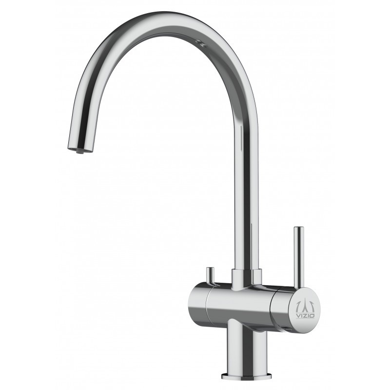 3 Wege Wasserhahn Küchenarmatur, Edelstahl Massiv mit 360° schwenkbarem U-Auslauf, Hochglanz Poliert