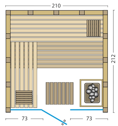 Infraworld Solido Glas 212 - 40 mm Massivholzsauna inkl. 5-teiligem gratis Zubehörset