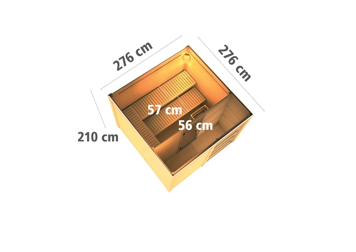 Karibu Gartensauna Saunahaus Cuben inkl. Vorraum, naturbelassen inkl. gratis Sauna-Zubehörset im Wert von 234,94 €