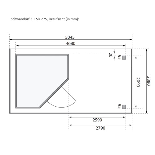 Karibu Woodfeeling Gartenhaus Schwandorf 3/5 inkl. 275 cm Schleppdach/Seiten- und Rückwand