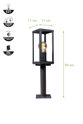 ECO-LIGHT Außenwandleuchte Karo Aluminiumguss schwarz matt (4100310)