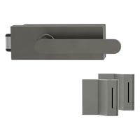 Griffwerk PURISTO S -Kaschmirgrau Ganzglastürbeschlagset -3-teiliger Bandsatz -mit Griff DESM AVUS -EM -UV