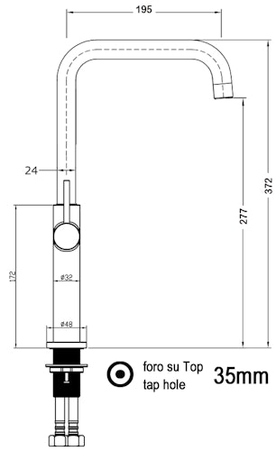 Minimalistischer Wasserhahn Küchenarmatur, TECNO, mit 360° schwenkbarem N-Auslauf, Verchromt