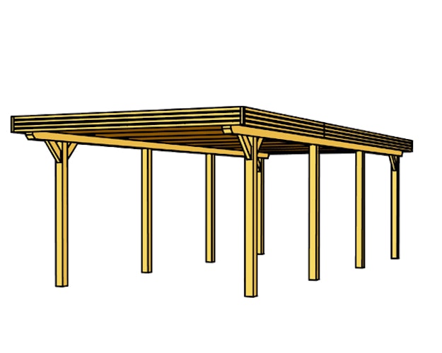 Skan Holz Spessart- Flachdach Einzelcarport aus Leimholz Breite 355 cm