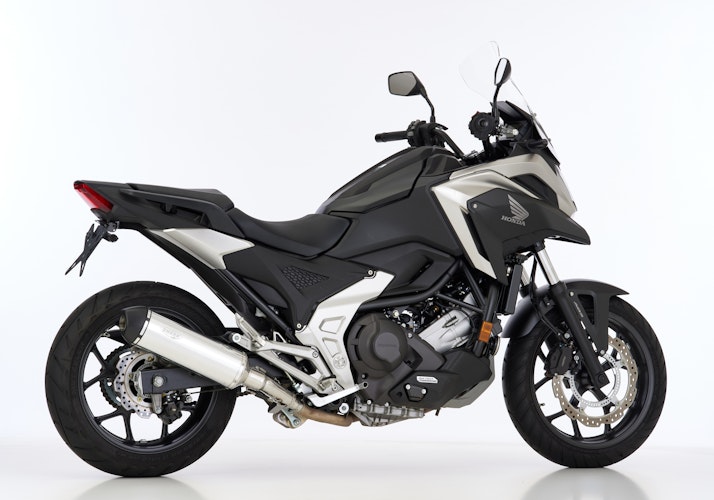 SHARK SLIP-ON Aluminium poliert/Endkappe Edelstahl schwarz matt beschichtet silber DSX-5 für HONDA Integra 700,Integra 750,NC700S,NC700X,NC750S,NC750X EURO3  