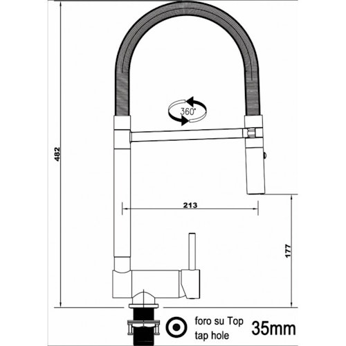Wasserhahn Vorfenster Küchenarmatur, Umklappbar 6 CM, mit 360° schwenkbarem Auslauf, abnehmbare 2 strahl Handbrause, Verchromt und Schwarz Matt