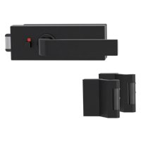 Griffwerk PURISTO S -Graphitschwarz Ganzglastürbeschlagset -3-teiliger Bandsatz -mit Griff DESM GRAPH -GSC -smart2lock