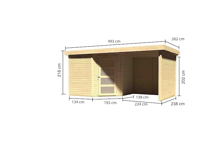 Karibu Woodfeeling Gartenhaus Schwandorf 3/5 inkl. 225 cm Schleppdach//Seiten- und Rückwand