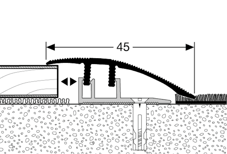 Parkettfreund Premium-Laminat-Anpassungsprofil PF 586L F9 sand 1000x45 mm - 6 - 10 mm Aluminium eloxiert gerillt