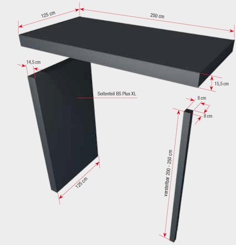 Gutta Rechteckvordach BS Plus XL 250 Sonderfarbe mit Pfosten, Seitenteil & Briefkasten (neues Modell)