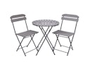 Vorschaubild Garden Pleasure Balkon-Set LUGO, Klapptisch Ø 60 + 2 Klappstühle, Stahl Dunkelgrau / Nonwood Grau