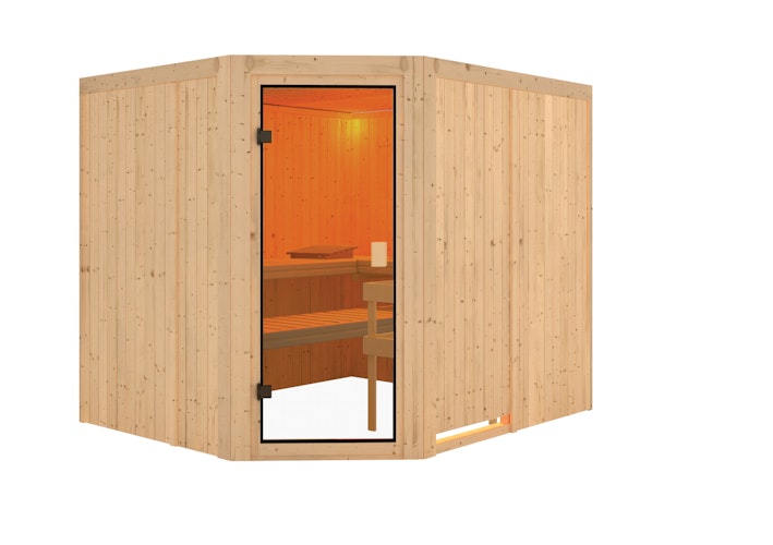 Karibu Woodfeeling Sauna Horna - 68 mm Aktionssauna inkl. gratis Sauna-Zubehörset im Wert von 234,94 €