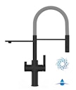 Vorschaubild 4 Wege Wasserhahn Küchenarmatur, FC, mit 360° schwenkbarem Auslauf, abnehmbare 2 strahl Handbrause, Schwarz Matt / Grau