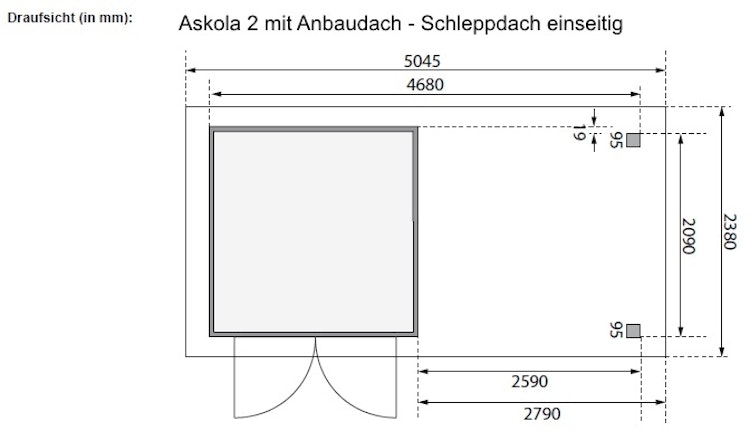 Karibu Woodfeeling Gartenhaus Askola 2/3/3,5/4/5 m. 275 cm Schleppdach/Seiten- und Rückwand in Lamellenoptik
