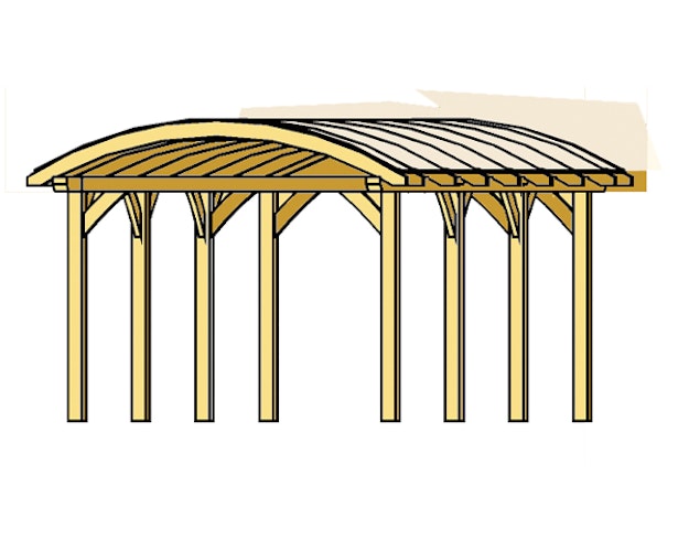 Skan Holz Franken - Bogendach Einzelcarport aus Leimholz Breite 376 cm