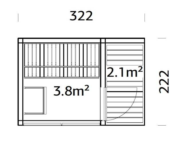 Palmako Saunahaus Sarah 3,8 + 2,1 m² - 16 mm