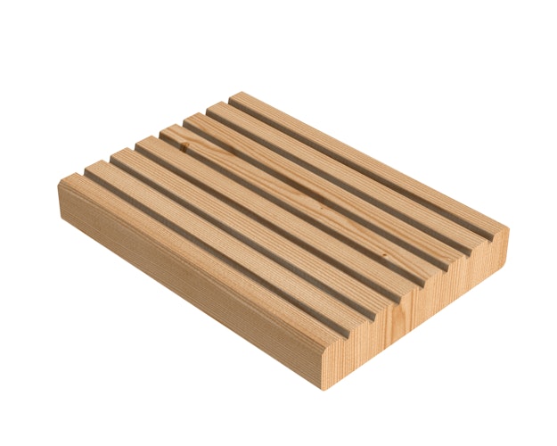 Handmuster OSMO Terrassendiele kana. Lärche 27 x 143 mm genutet/geriffelt