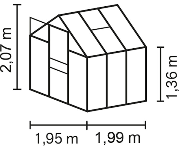 Vitavia Gewächshaus Apollo 3800 inkl. 1 Dachfenster - 3,8 m²