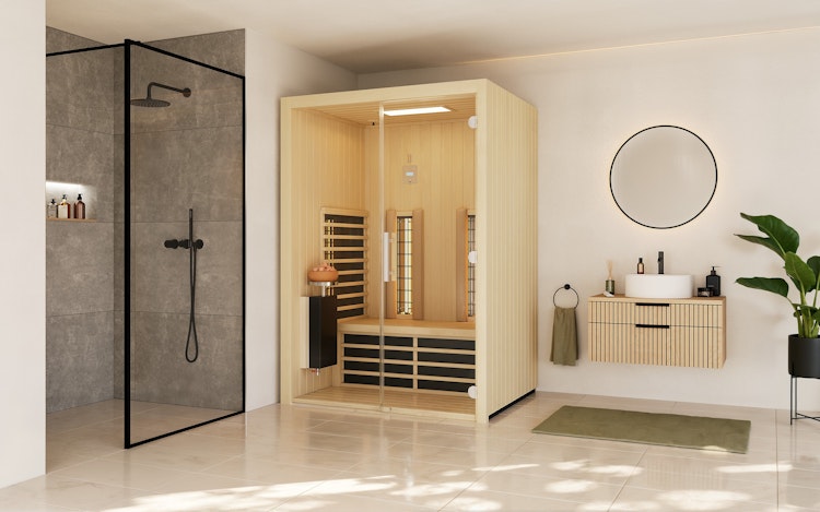 Infraworld Infrarotkabine TrioSol Glas 145 Espe RG inkl. 5-teiligem gratis Zubehörset