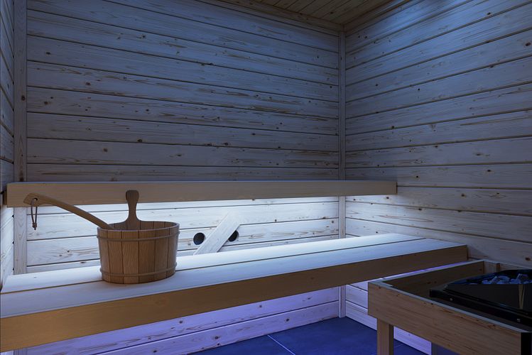 Karibu Sauna Espoo (Eckeinstieg) - 28 mm Massivholz Aktionssauna