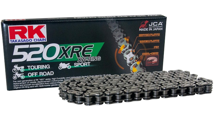 RK 520XRE Kette (104 Gl., Hohlniet) für Aprilia, Cagiva, Ducati, Gas Gas, Honda, Kawasaki, Suzuki und Yamaha