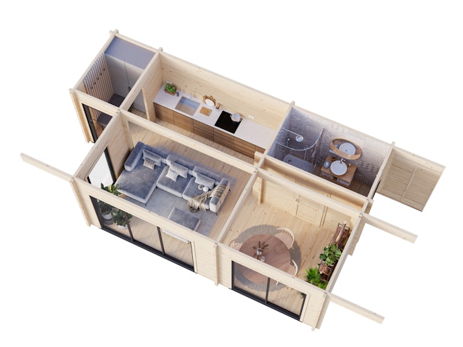 Palmako Ferienhaus Cecilia 27,3 m² Slide Plus - 70 mm