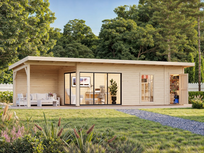 Palmako Gartenhaus Andrea 21,1 + 7,9 m² Slide Plus - 44 mm