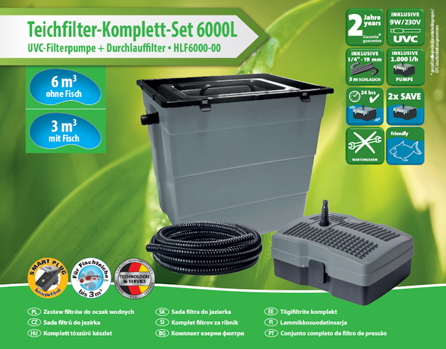 Heissner SMARTLINE Teichaußenfilter mit UVC-Pumpe 1000 l/h (HLF6000-00)