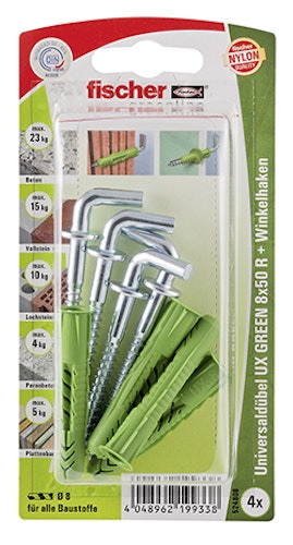 FISCHER Universaldübel UX 8x50 R WH GREEN K (4 Stück)