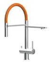 Vorschaubild Kurzversion 45CM - 3 Wege Wasserhahn Küchenarmatur, Edelstahl Massiv mit 360° schwenkbarem Auslauf, abnehmbare 2 strahl Handbrause, Gebürstet / Orange
